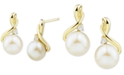 Macy's Cultured Freshwater Pearl (7mm) & Diamond Accent Drop Earrings in 10k Gold